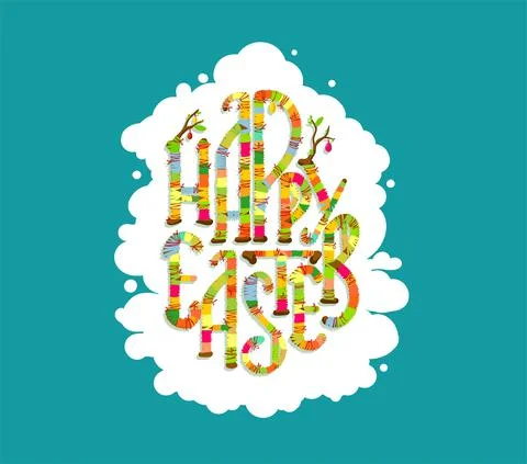 Happy Easter letters in the shape of an egg. Banner with an Easter egg and Stock Illustration