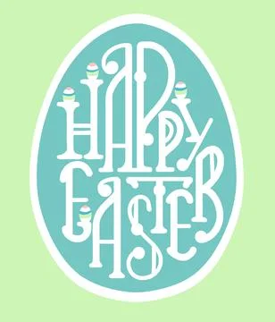 Happy Easter letters in the shape of an egg. Banner with an Easter egg and Stock Illustration