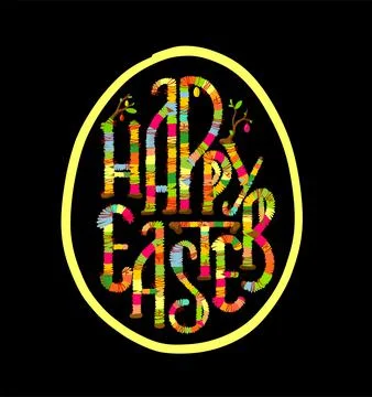 Happy Easter letters in the shape of an egg. Banner with an Easter egg and Stock Illustration