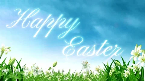 Happy Easter Light Beams on Lilly Field Loop Stock Footage 60818235