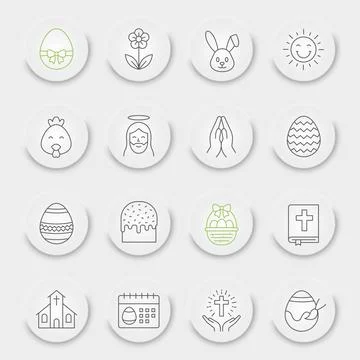Happy Easter line icon set Stock Illustration