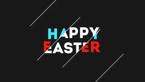 Happy Easter with lines pattern on black gradient Stock Footage 237441033