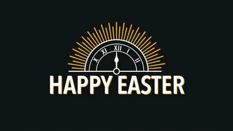 Happy Easter logo timeless celebration with eye-catching clock design 스톡 동영상 269009514