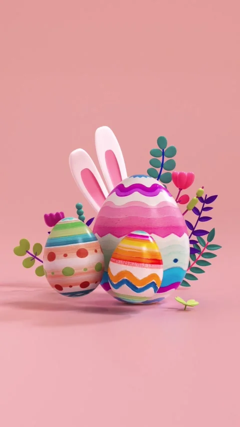 Happy Easter looping video for social media greetings with decorated eggs a.. Stock Footage 303971062