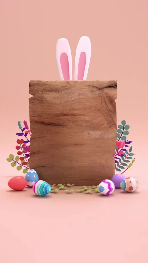 Happy Easter looping video for social media greetings with decorated eggs, .. Stock Footage 304118291