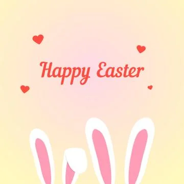 Happy easter with love rabbits Stock Illustration