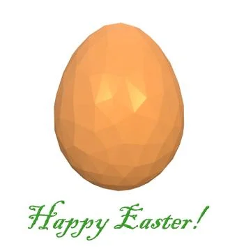 Happy easter low poly polygonal golden yellow egg 3d illustration rendering Stock Illustration