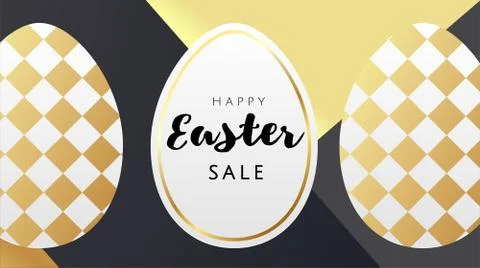 Happy Easter luxury banner background template with beautiful golden eggs with Stock-Illustration