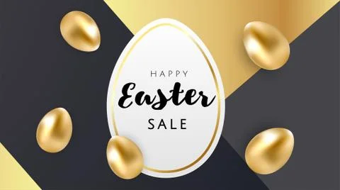 Happy Easter luxury banner background template with beautiful camomiles and Stock Illustration