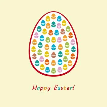 Happy Easter with many small colorful eggs and white background イラスト素材