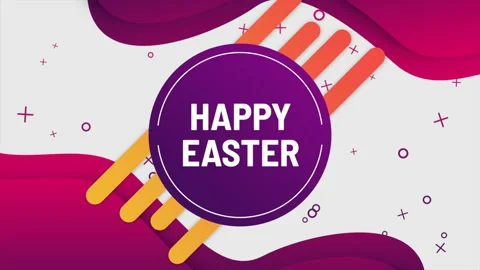 Happy Easter with Memphis colorful waves and lines pattern Stock Footage 237441331