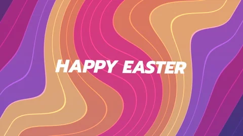 Happy Easter with Memphis colorful waves pattern Stock Footage 237441338