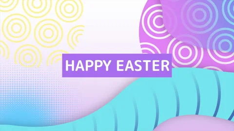 Happy Easter with Memphis shapes pattern Stock Footage 171792794