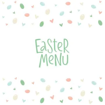 Happy Easter menu - minimalistic style with lettering sign and frame. Vector Stock Illustration