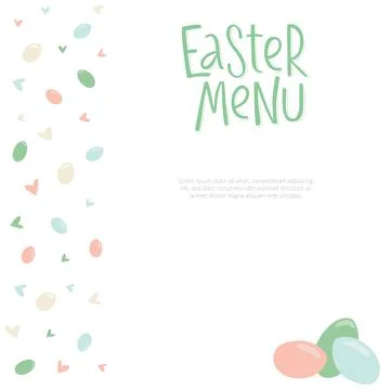 Happy Easter menu - minimalistic style with lettering sign and frame. Vector Stock Illustration