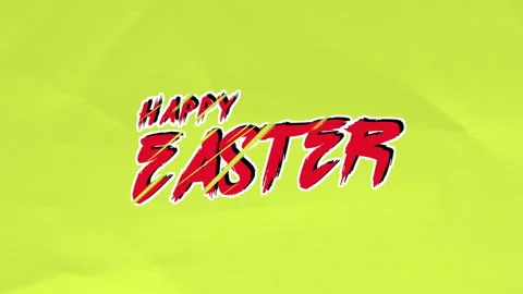 Happy Easter message on crumpled paper bright yellow background Stock Footage 269006847