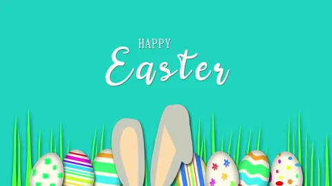 Happy Easter message with eggs and bunny ears Stock Footage 150456997