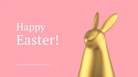 Happy Easter minimal golden rabbit bauble premium banner design template real Stock Illustration