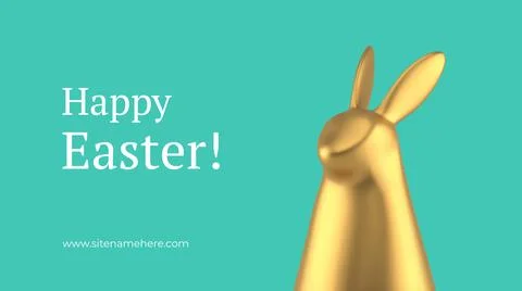 Happy Easter minimal golden rabbit bauble premium banner design template real Stock Illustration