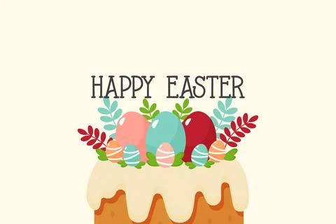 Happy Easter minimalistic wallpaper with easter cake flat vector illustration Illustrazione stock