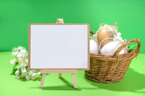 Happy Easter mockup background Stock Photos