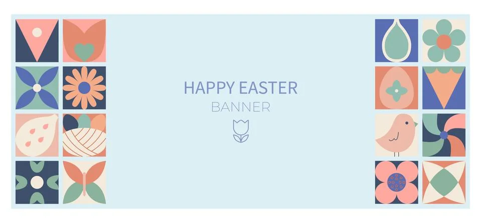 Happy Easter modern abstract geometric poster, banner. Easter template for Stock Illustration