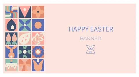 Happy Easter modern abstract geometric poster, banner. Easter template for 스톡 일러스트