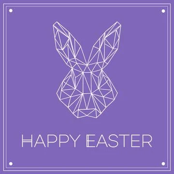 Happy Easter Modern Bunny Rabbit Modern Geometric Greeting Card Design Graphics Stock Illustration