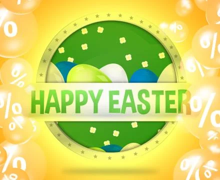 Happy easter modern button Stock Illustration