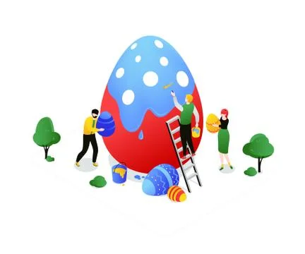 Happy Easter - modern colorful isometric vector illustration Stock Illustration