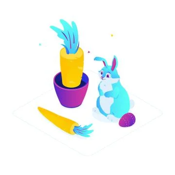Happy Easter - modern colorful isometric vector illustration Stock Illustration