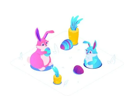 Happy Easter - modern colorful isometric vector illustration Stock Illustration