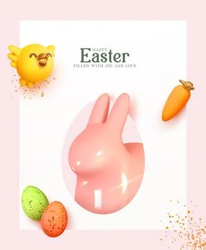 Happy Easter. Modern Creative holiday template. Banner and poster, cover an.. Illustrazione stock