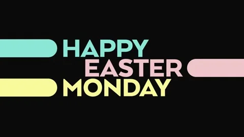 Happy Easter Monday seamlessly loopable text animation on a black background Stock Footage 269505152