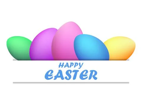 Happy easter. Multi-colored painted Easter eggs isolated on a white backgro.. Stock Illustration