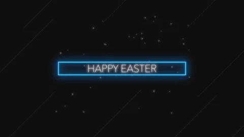Happy Easter with neon blue lines with glitters in galaxy Stock Footage 237440960