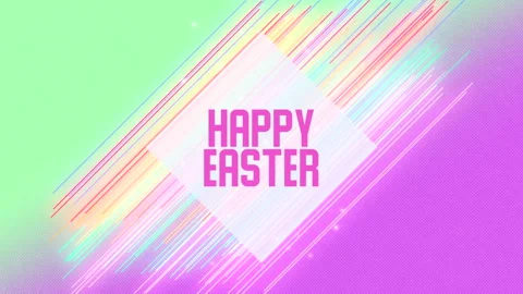 Happy Easter with neon colorful lines on gradient Stock Footage 233399403