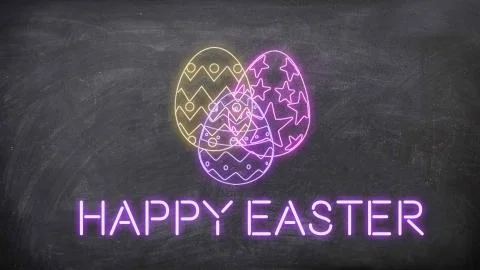 Happy easter neon sign Stock Illustration