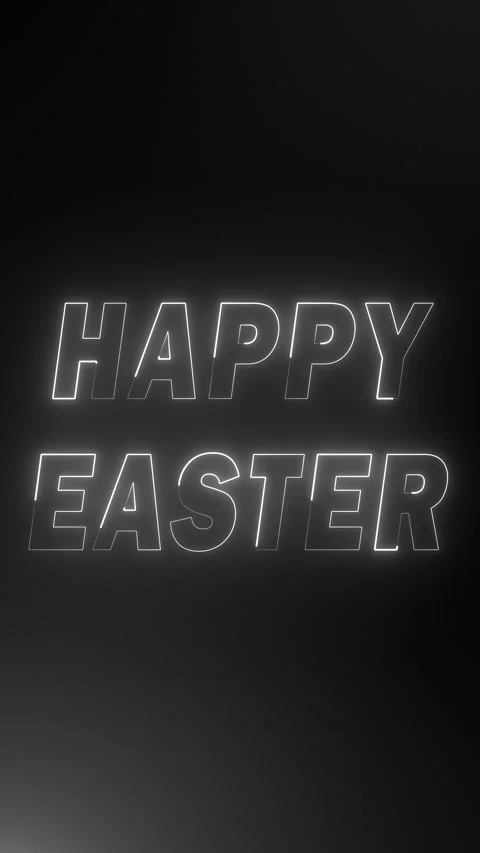 Happy Easter neon text animation on vertical background for holiday greetings Stock Footage 340515849