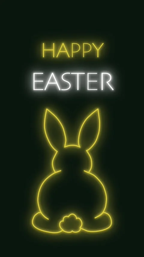 Happy Easter neon vertical 4k animation  動画素材 302469290