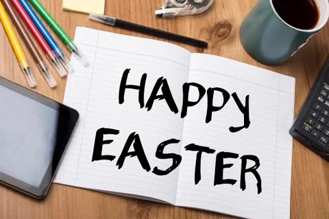 HAPPY EASTER - Note Pad With Text Stock Photos