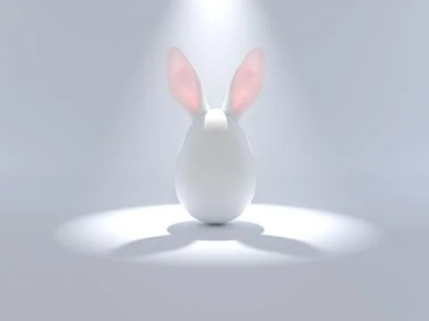 Happy Easter objects rabbit egg with ears white background Stock Illustration