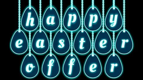 Happy easter offer text in hanging egg shape and bright blue colour Stock Illustration