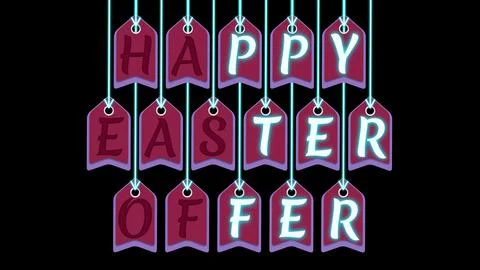 Happy easter offer text in unique pattern on black screen Stockillustratie
