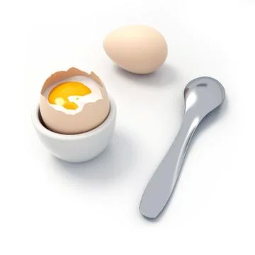 Happy easter open soft-boiled egg witch spoon and second egg Stock Illustration