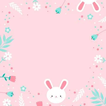 Happy easter or super cute little girl vector background with bunny Stockillustratie