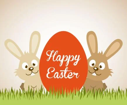 Happy easter over beige background vector illustration Stock Illustration