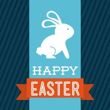 Happy easter over blue background vector illustration Stock Illustration