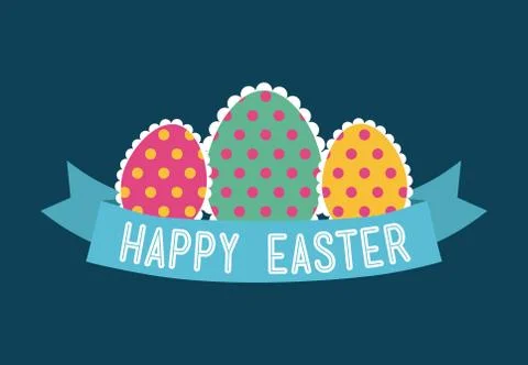 Happy easter over blue background vector illustration Stock Illustration