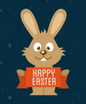 Happy easter over blue background vector illustration Stock Illustration